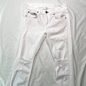 RAG & BONE Womens 27 White DRE CAPRI Fray Edge Hem Distressed Ankle/Crop Jeans